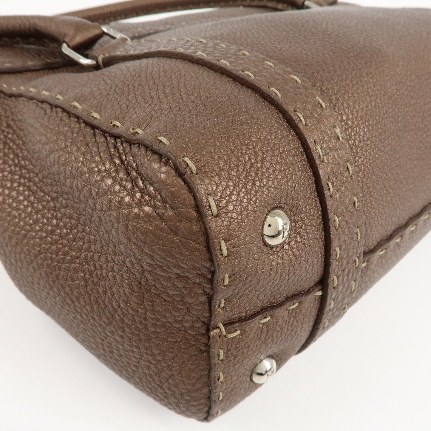 FENDI Selleria Leather Linda Hand Bag Brown 8BR547  d