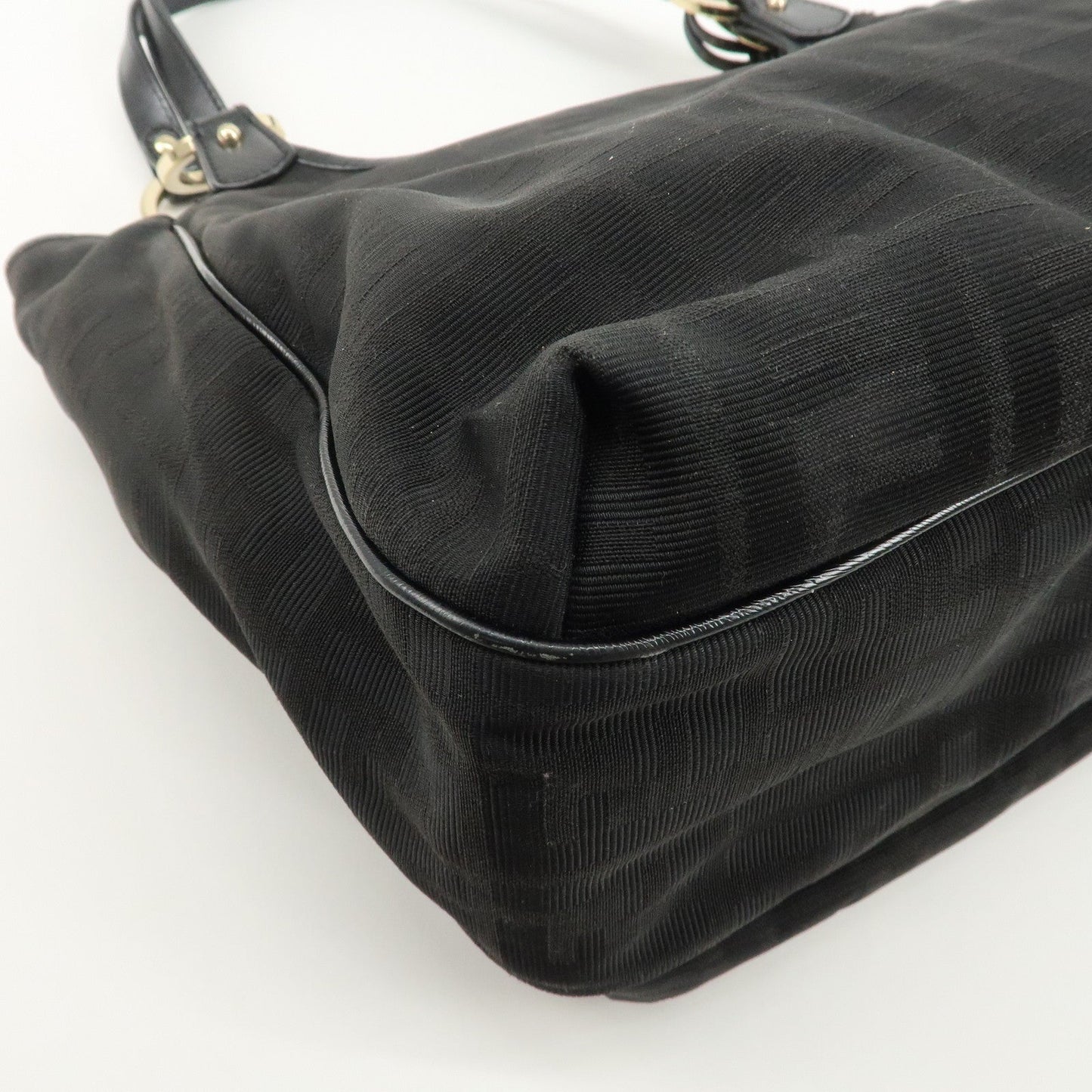 FENDI Zucca Canvas Leather Tote Bag Hand Bag Black 8BH156  d