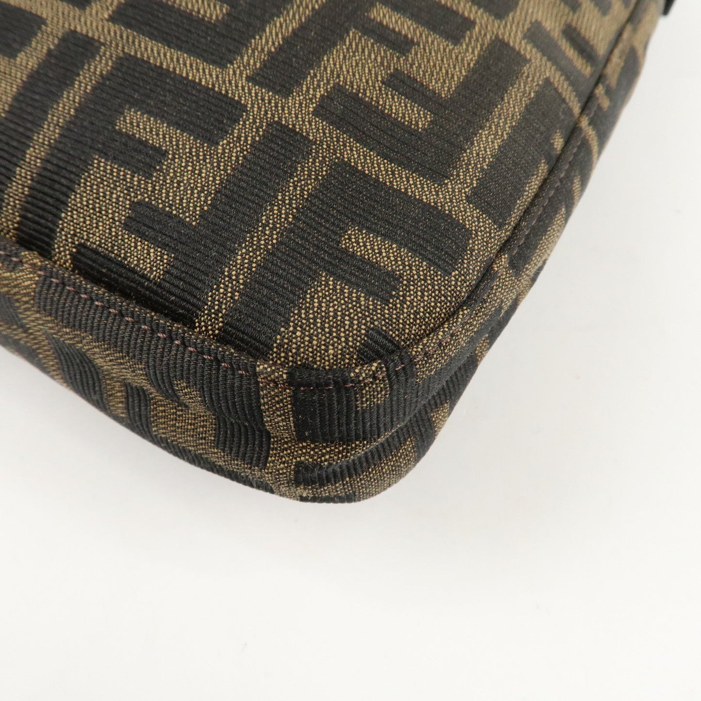FENDI Zucca Canvas Leather Shoulder Bag Brown Black 26569  d