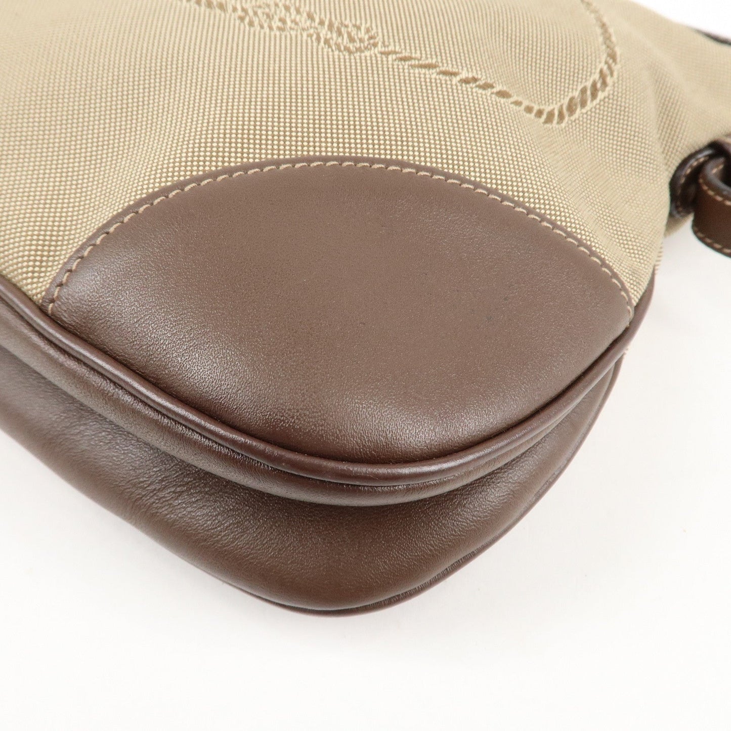 PRADA Jacquard Leather Shoulder Crossbody Bag Beige Brown BT867A  d