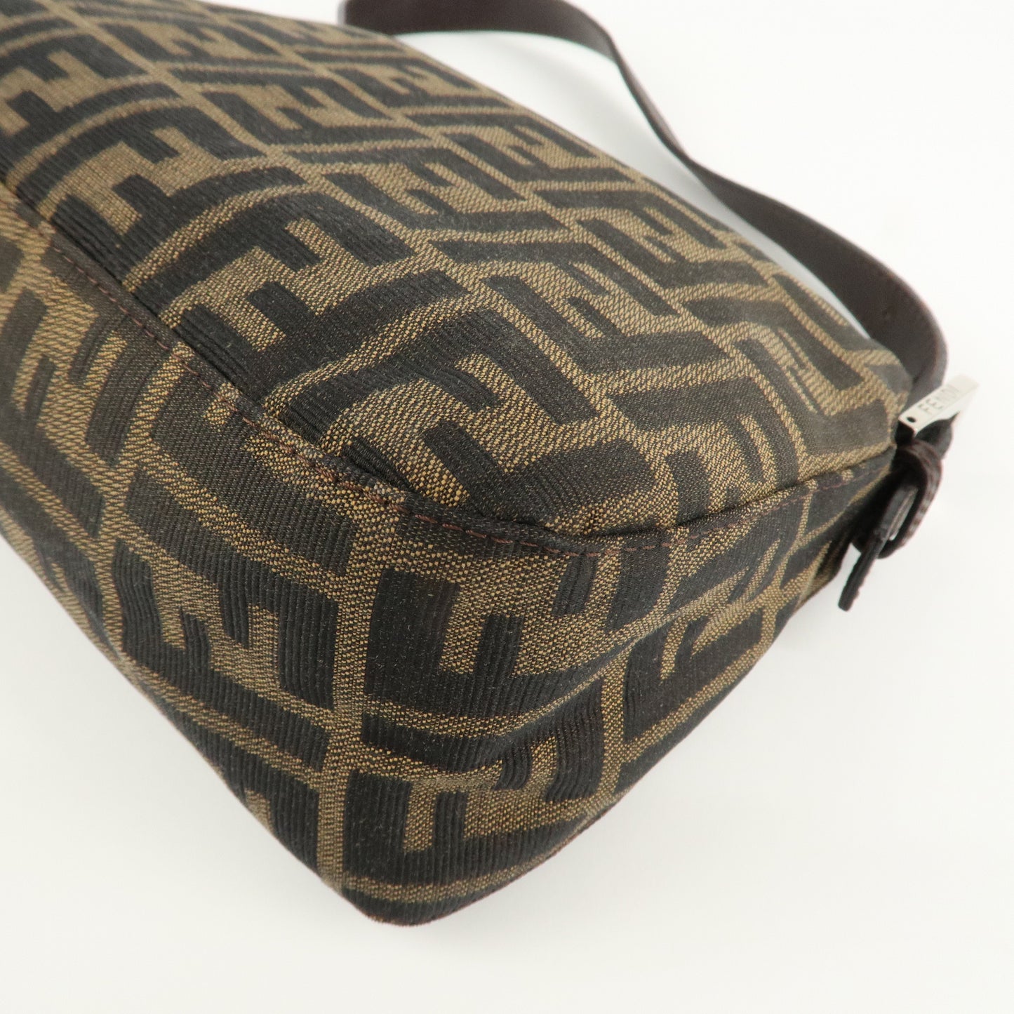 FENDI Zucca Canvas Leather Shoulder Bag Brown Black 26725  d