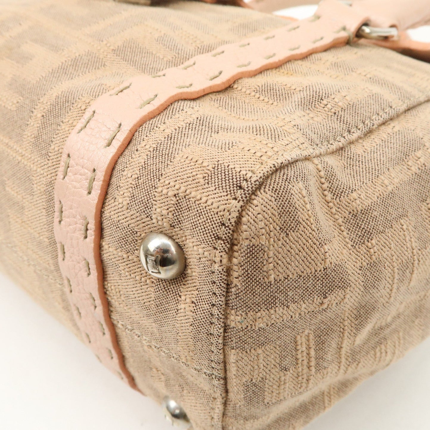 FENDI Zucca Selleria Leather Mini Linda Hand Bag Pink 8BR486  d