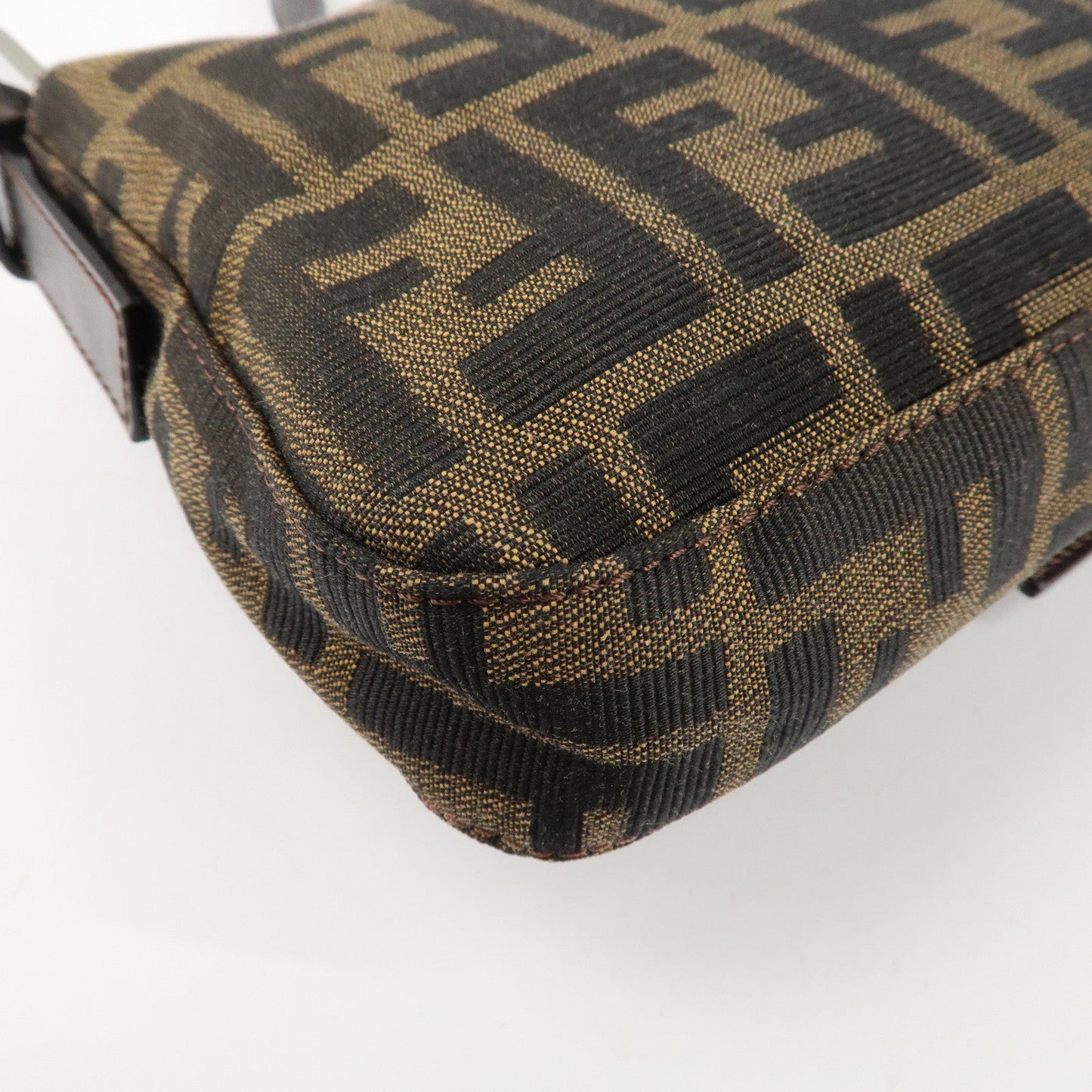 FENDI Mamma Baguette Zucca Canvas Shoulder Bag Brown Black 26424  d