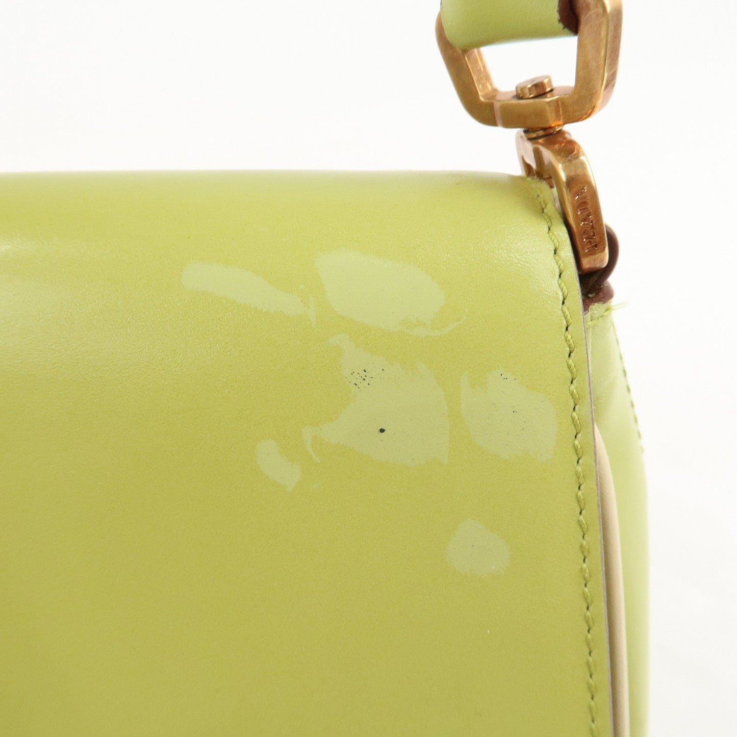 PRADA Leather Shoulder Bag Hand Bag Light Green B10689  d