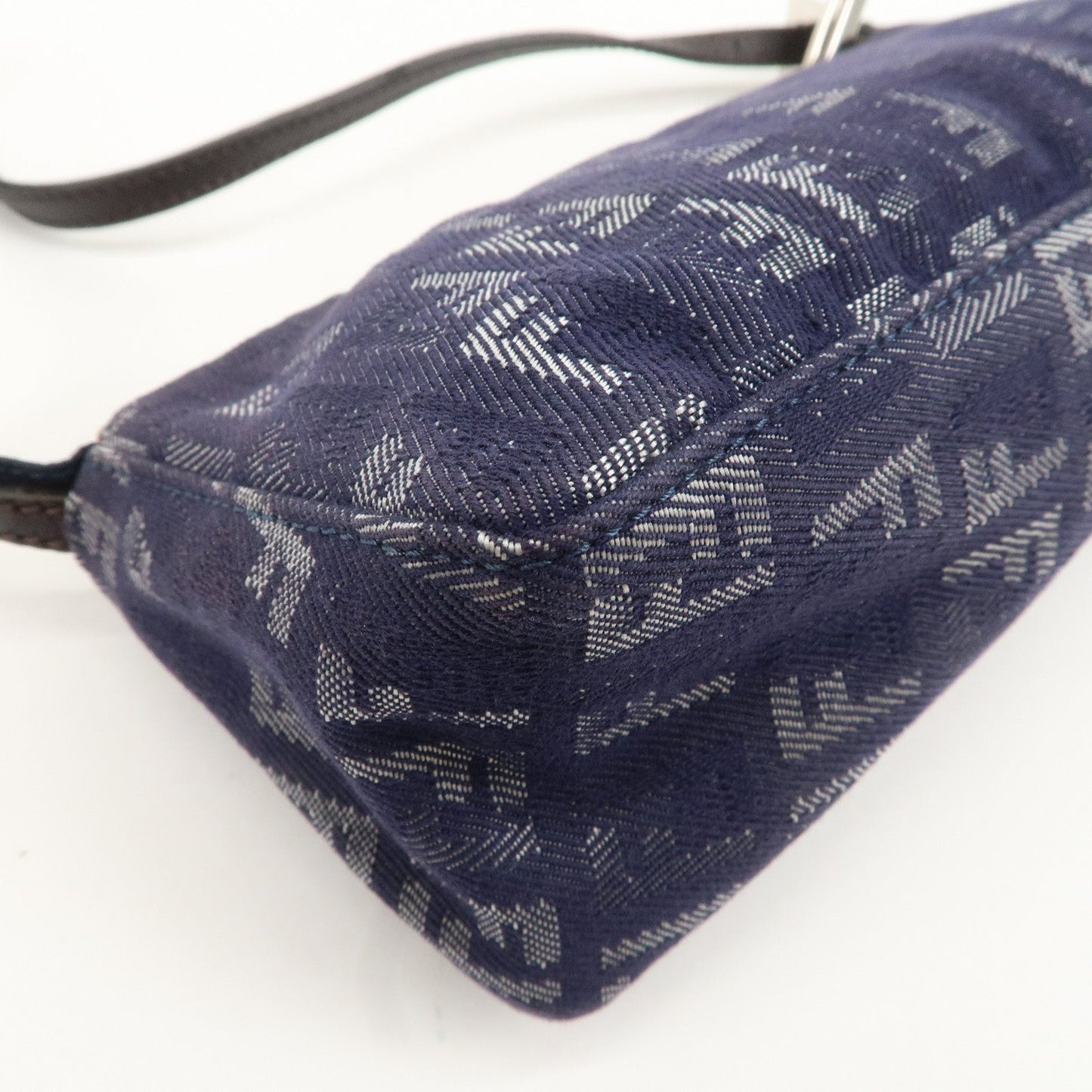 FENDI Zucchino Canvas Leather Shoulder Bag Pouch Navy 8BR249  d