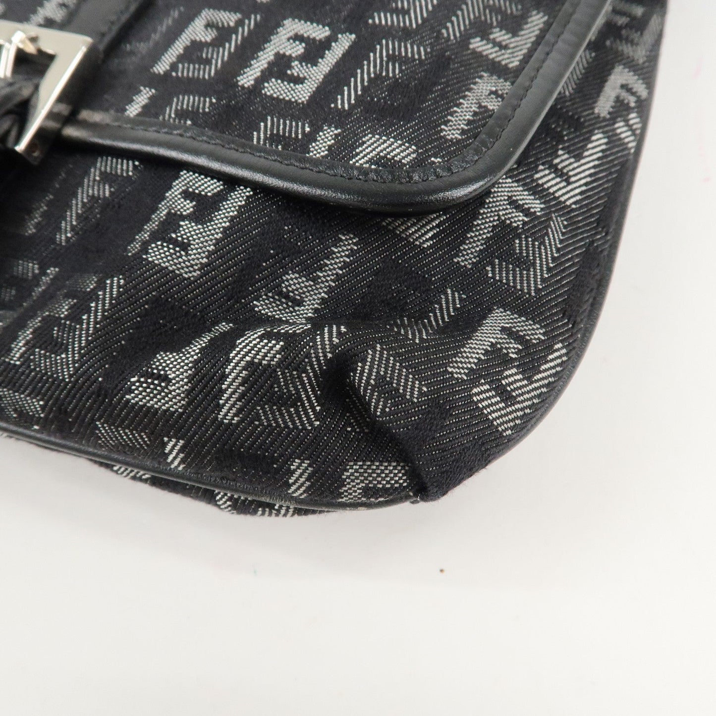 FENDI Zucchino Canvas Leather Shoulder Bag Brown Black 8BT052  d