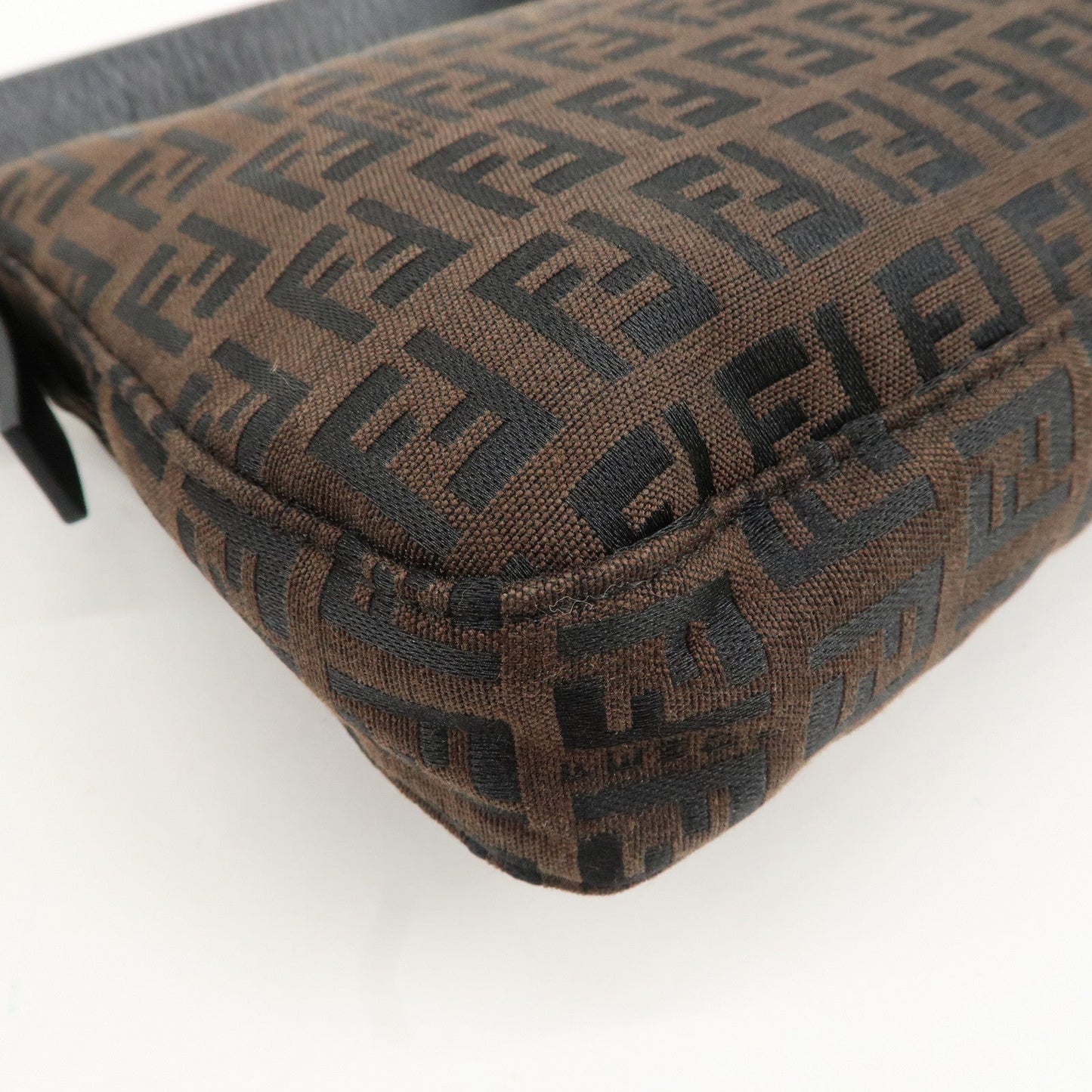 FENDI Mamma Baguette Zucchino Leather Shoulder Bag Brown 8BR000  d