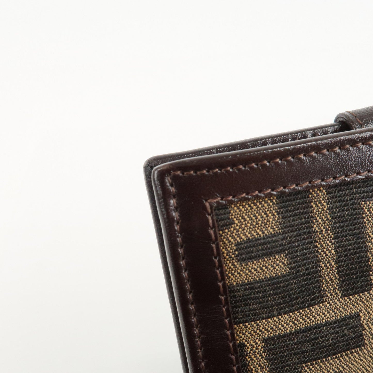 FENDI Zucca Canvas Leather Bifold Wallet Brown Black 1692  d