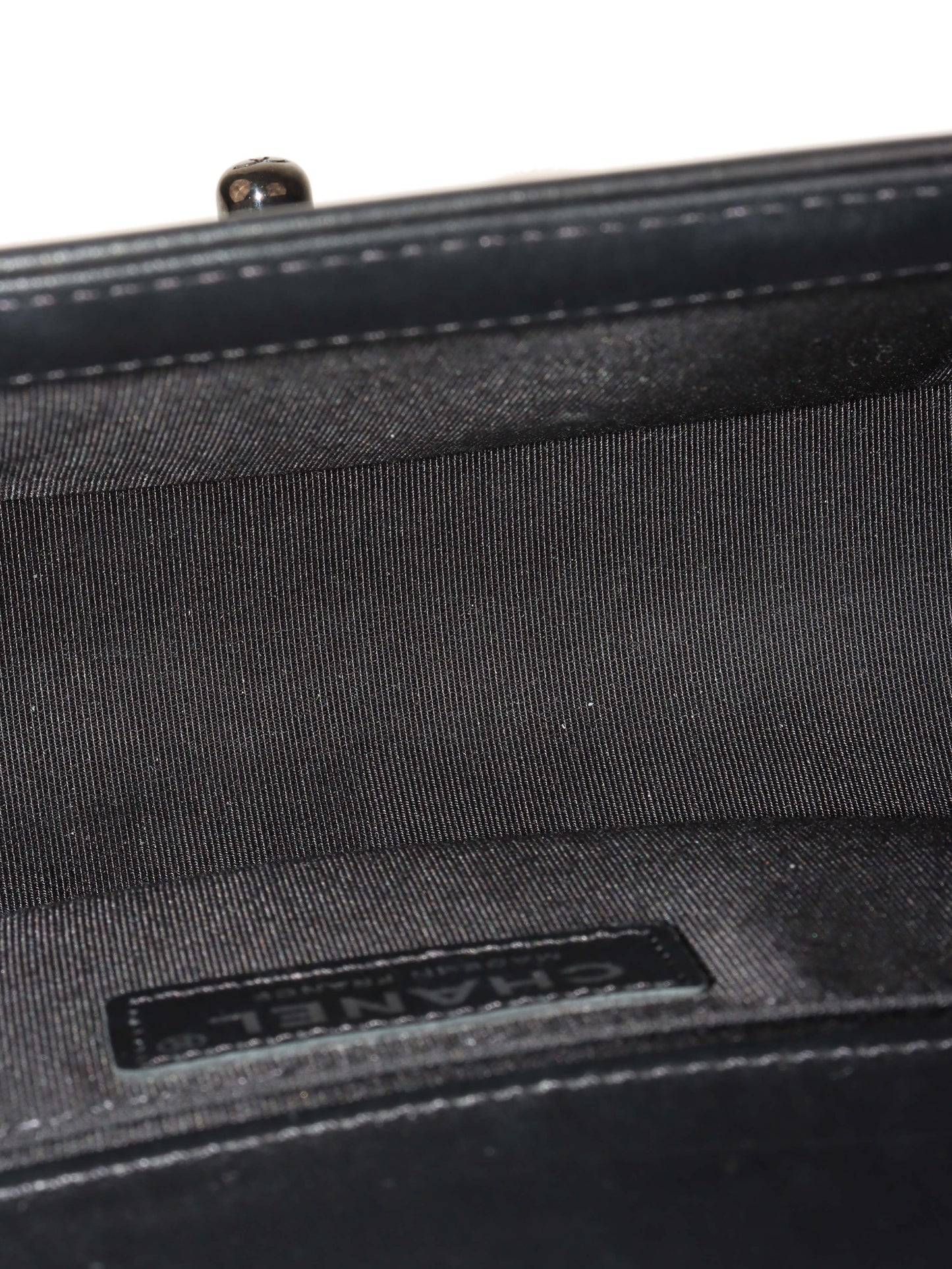 Chanel So Black Medium Lambskin Boy Bag.