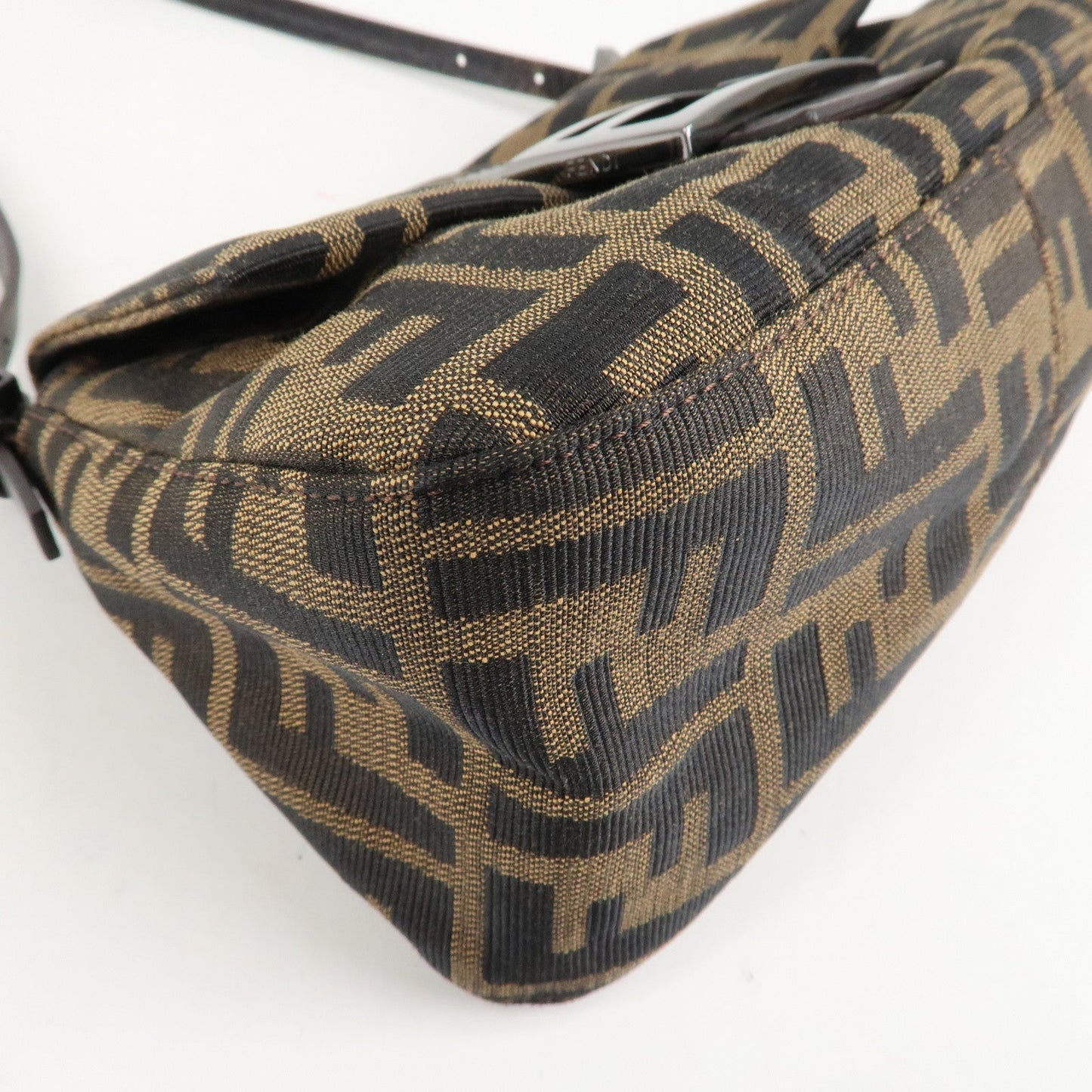 FENDI Mini Mamma Baguette Zucca Shoulder Bag Black Brown 8BR180  d