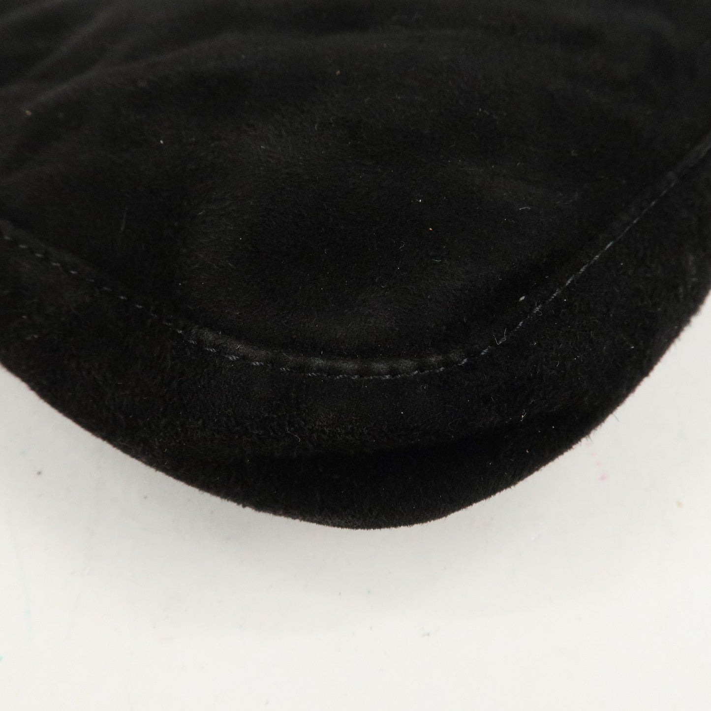 FENDI Suede Leather Shoulder Bag Black 26569  d
