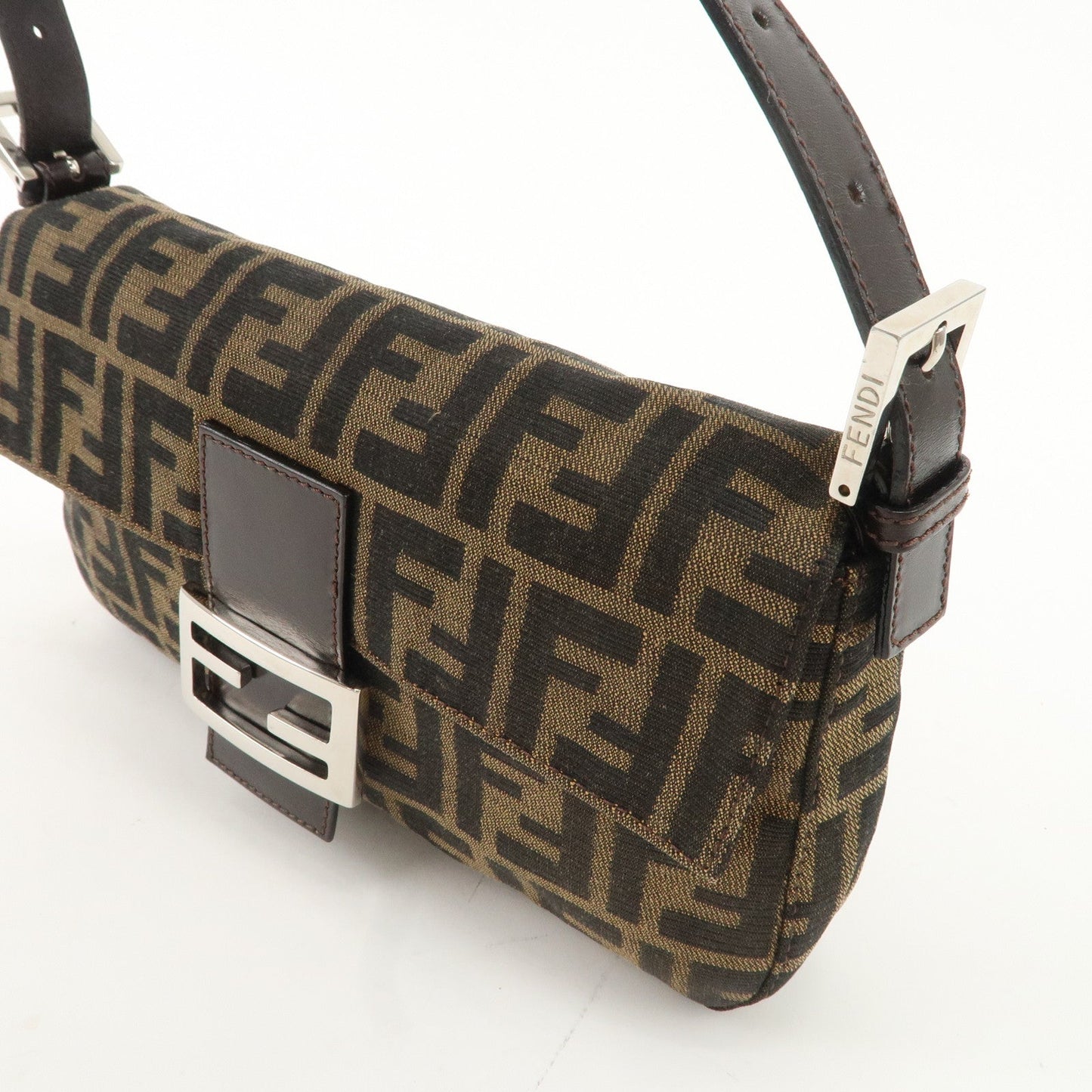 FENDI Mamma Baguette Canvas Shoulder Bag Hand Bag Brown 26424  d
