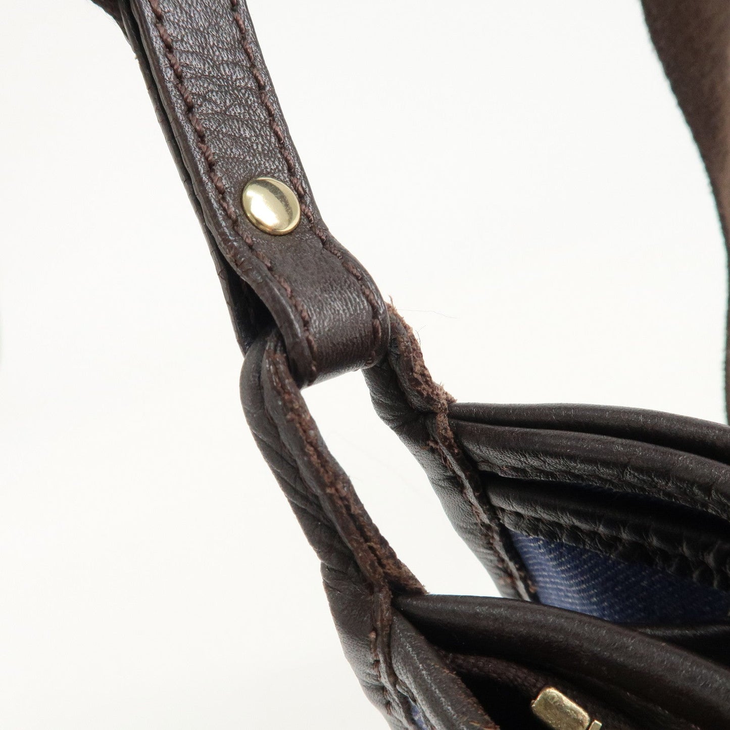FENDI Zucca Denim Leather Shoulder Bag Cross Body Bag 8BT034  d