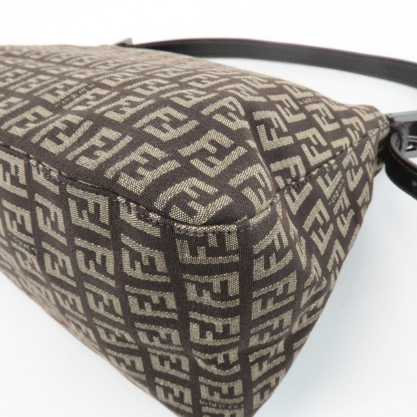 FENDI Mamma Baguette Zucchino Canvas Leather Shoulder Bag 8BR001  d