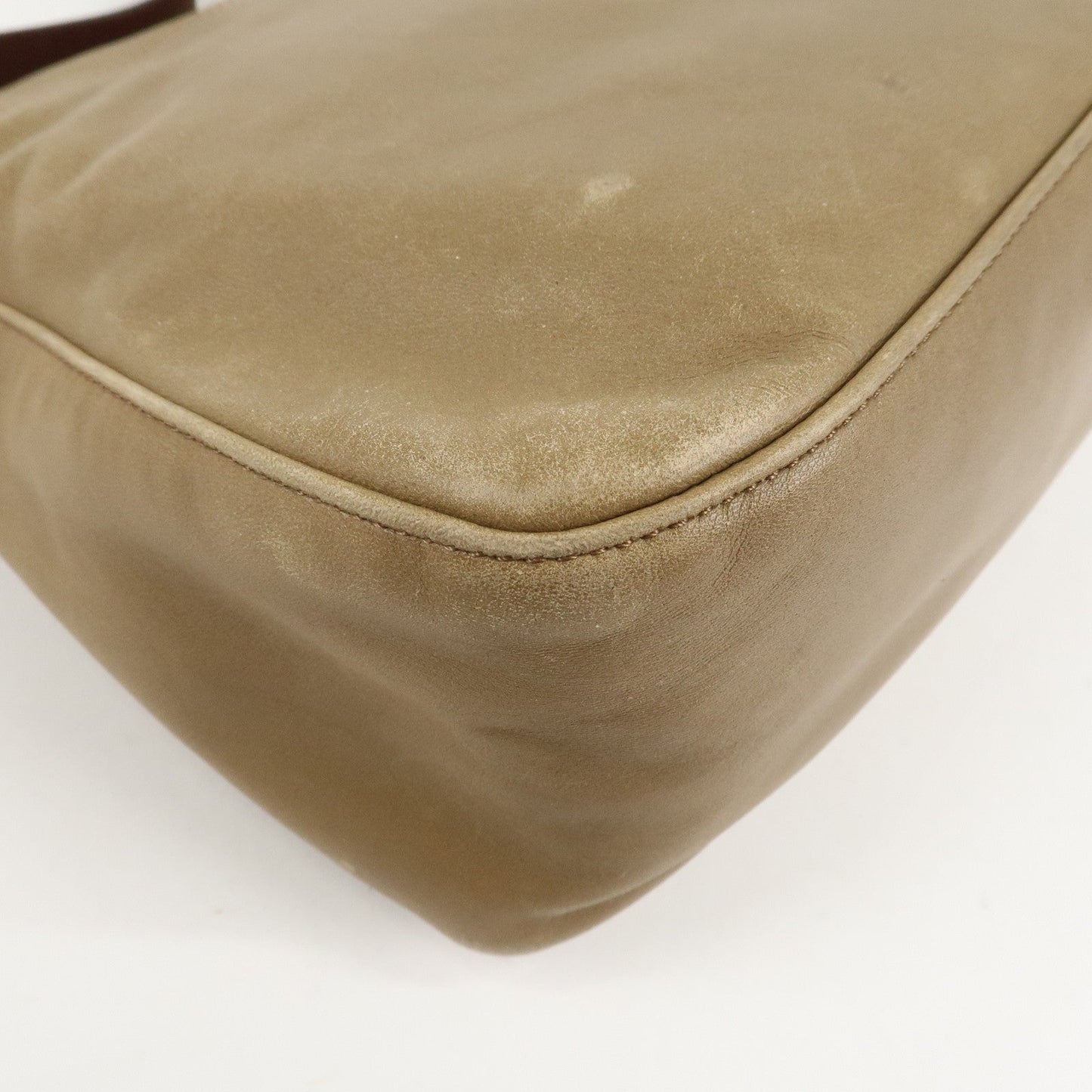 FENDI Mamma Baguette Leather Shoulder Bag Hand Bag Beige  d