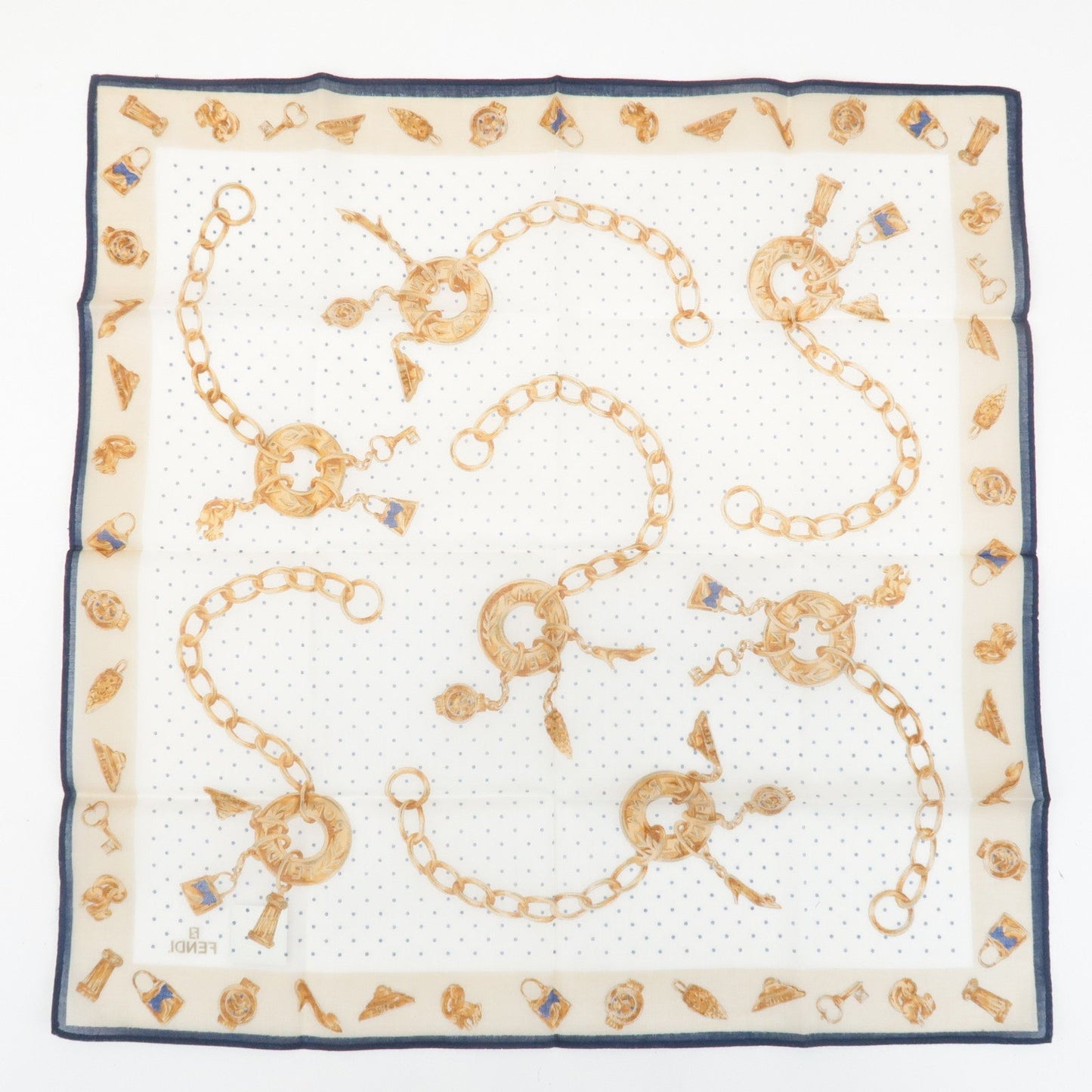 FENDI Set of 5 Cotton 100% Handkerchief Pink Navy Red White  d