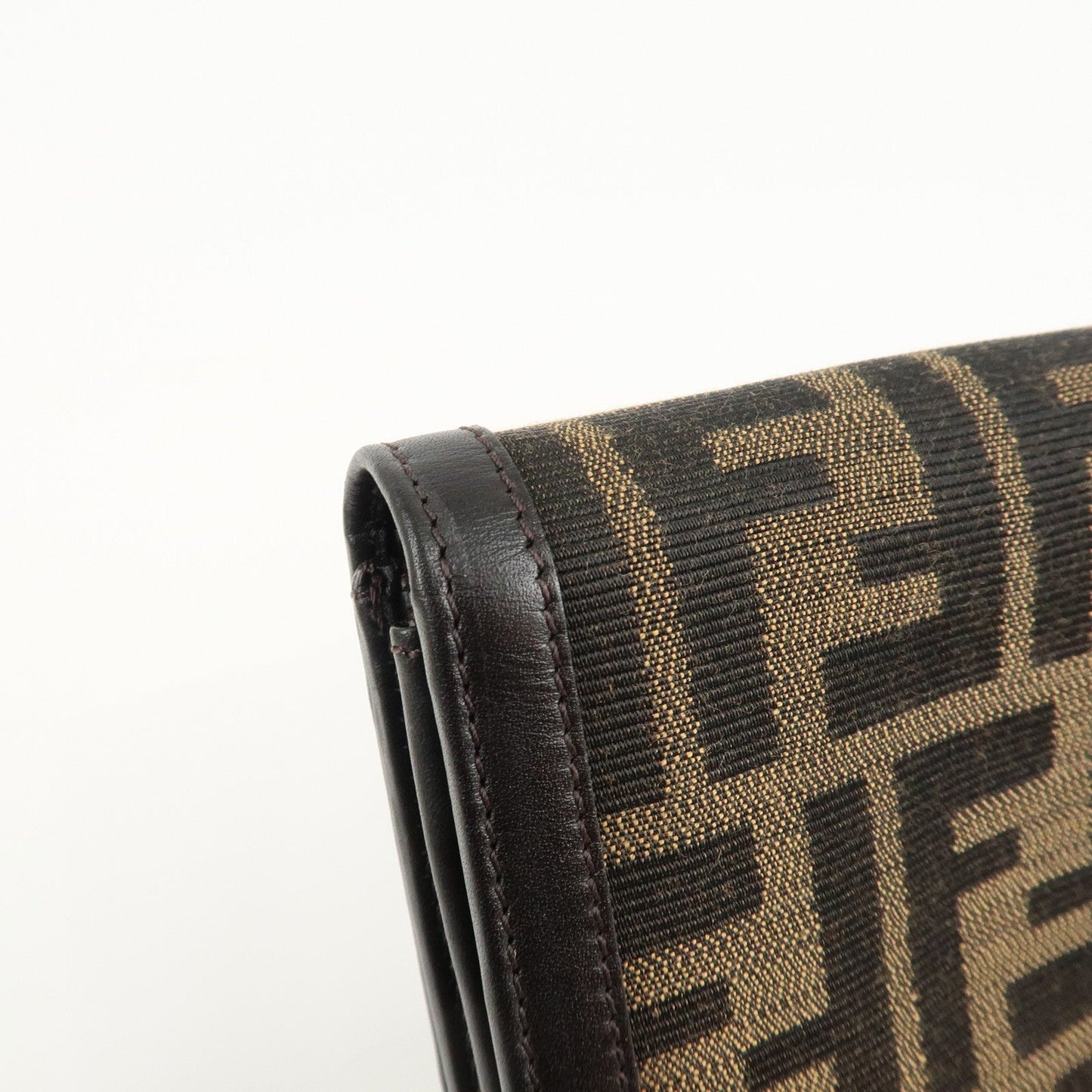 FENDI Zucca Canvas Leather Long Wallet Brown 8M0000  d
