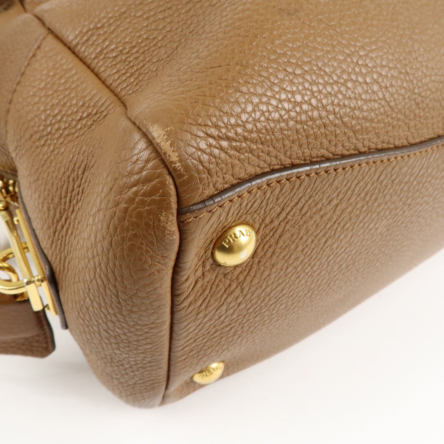 PRADA Leather 2Way Bag Hand Bag Shoulder Bag Brown 1BB091  d