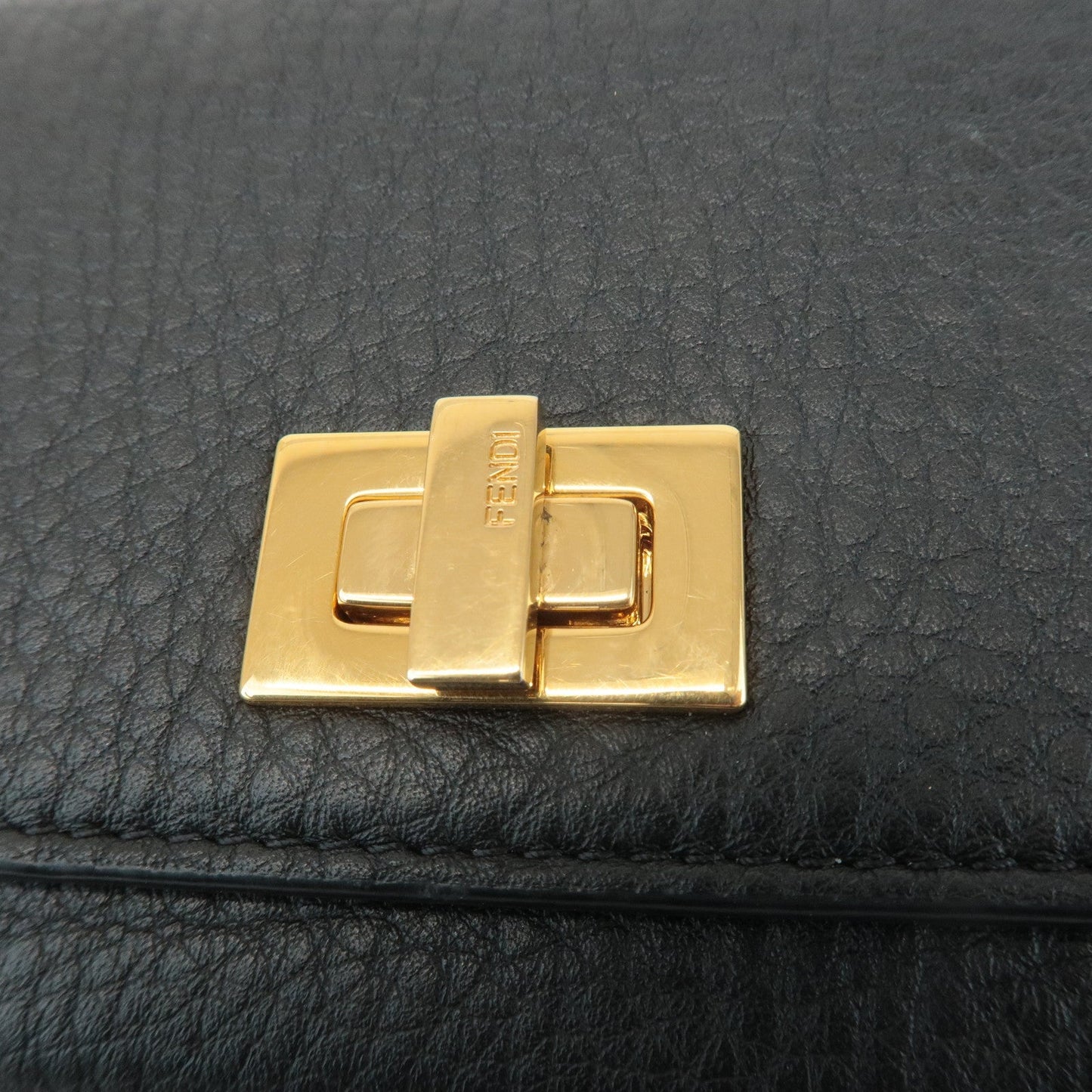 FENDI Leather Peekaboo Bi-fold Long Wallet Black 8M0427  d
