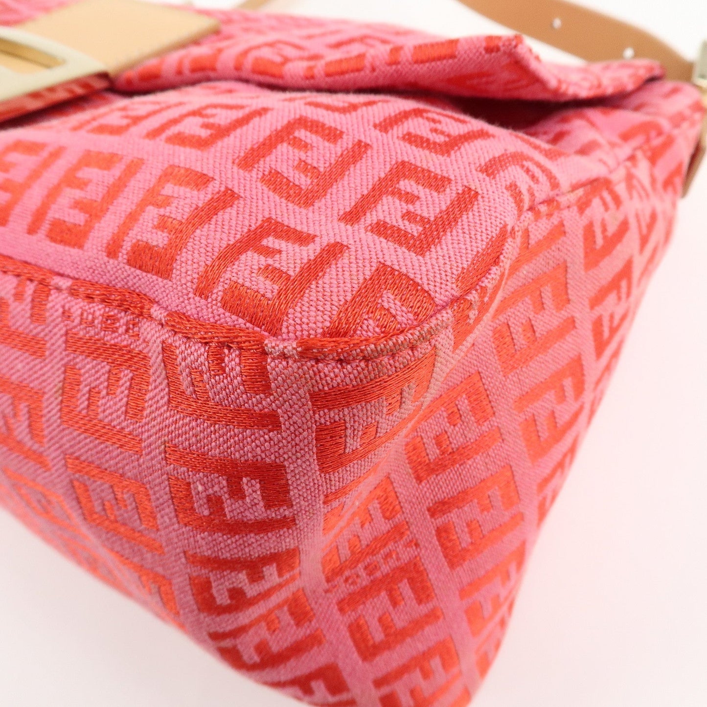 FENDI Mamma Baguette Zucchino Canvas Leather  Shoulder Bag 8BR001  d
