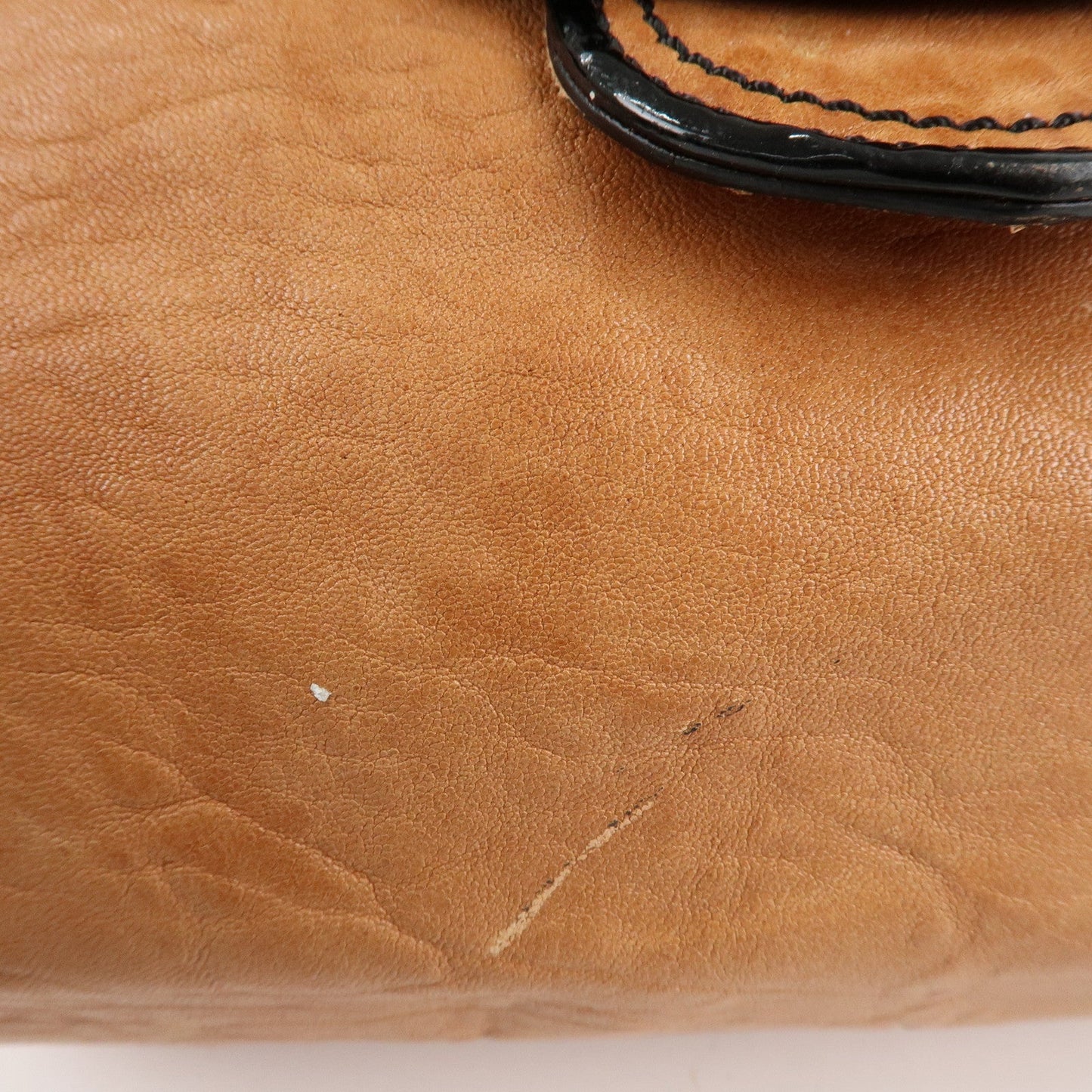 FENDI Leather Patent Leather Chain Shoulder Bag Brown 8BR563  d