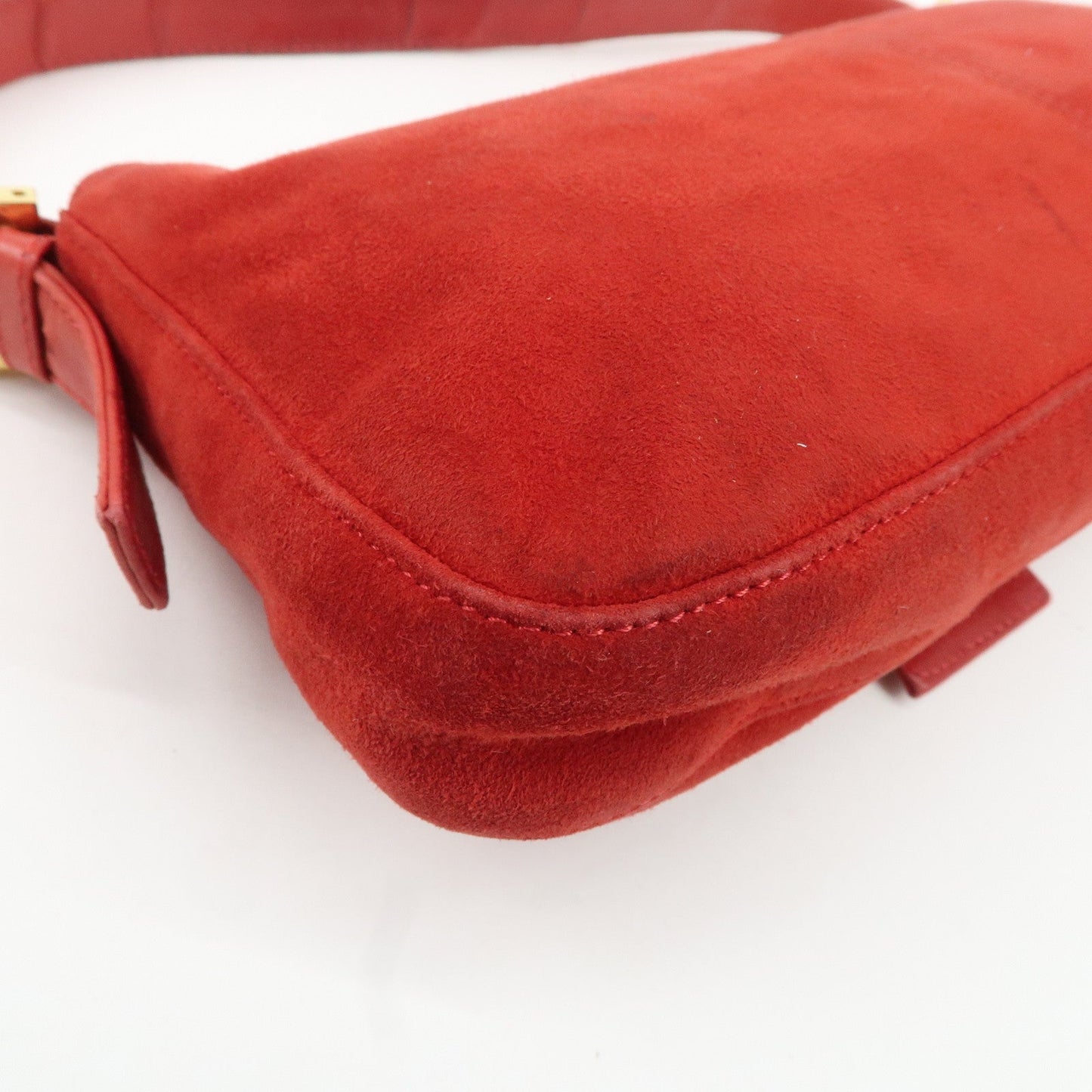 FENDI Mamma Baguette Suede Leather Shoulder Bag Red 26424  d