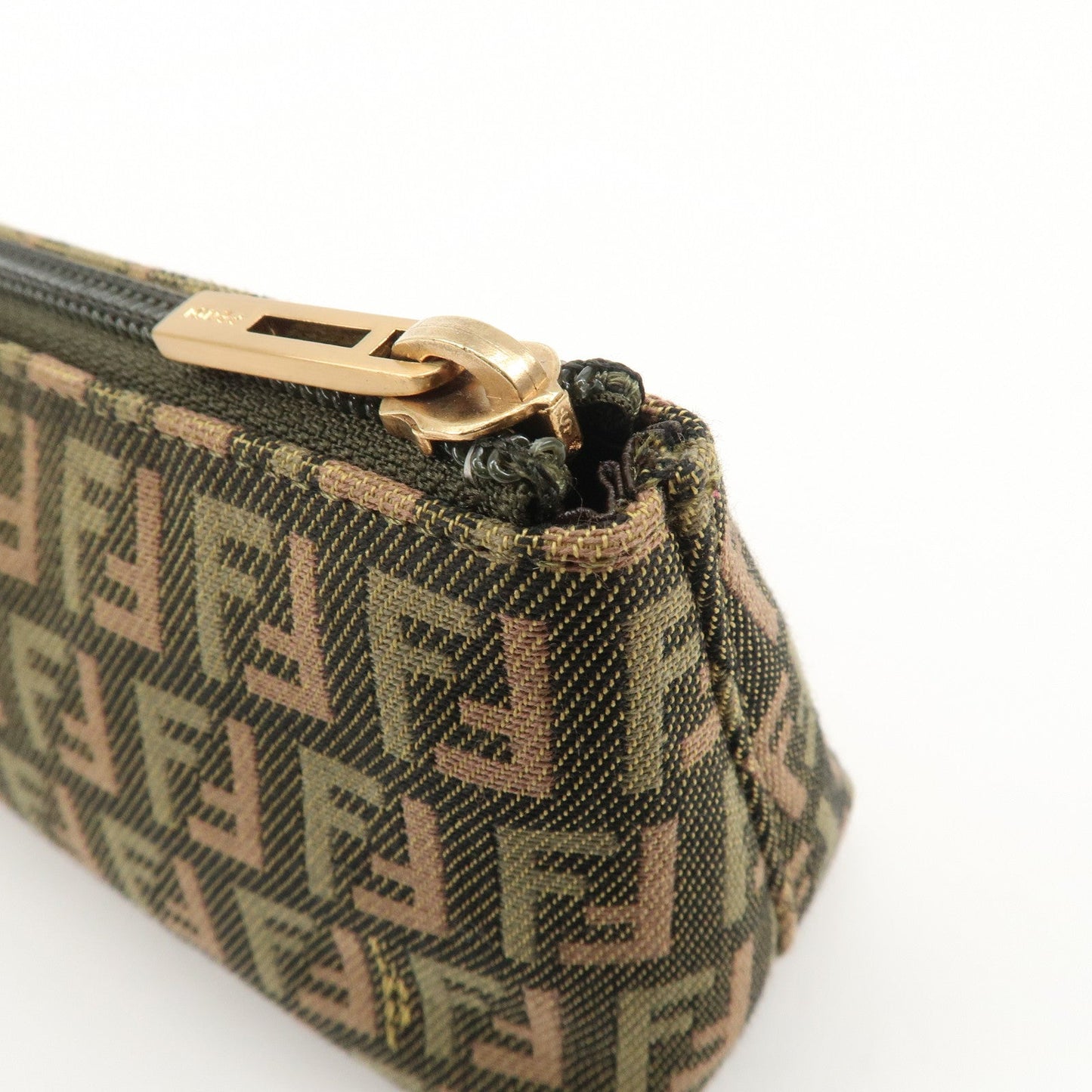 FENDI Zucca Canvas Leather Pouch Mini Bag Khaki Brown 7N0037  d