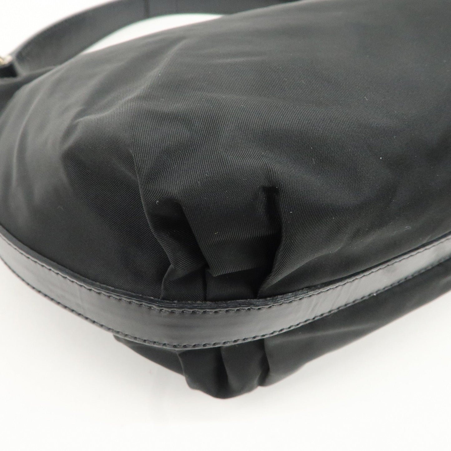 PRADA Nylon Leather Embroidery Shoulder Bag Hand Bag Black  d