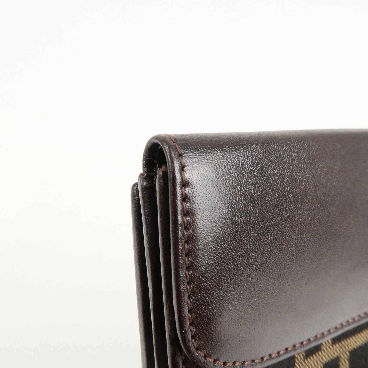 FENDI Zucca Canvas Leather W Hook Bifold Wallet 12671  d