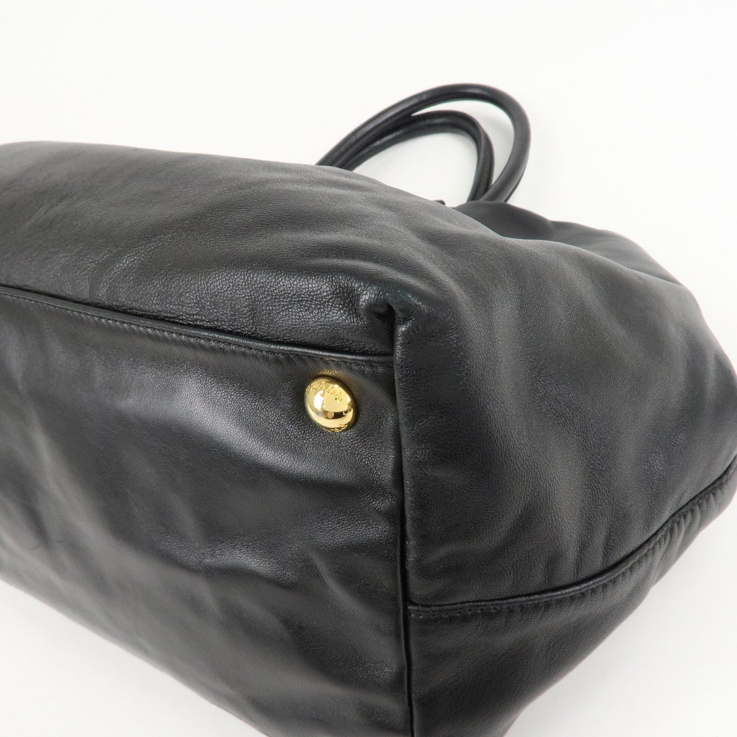 PRADA Nappa Leather Ribbon Tote Bag Hand Bag NERO Black BN1601  d