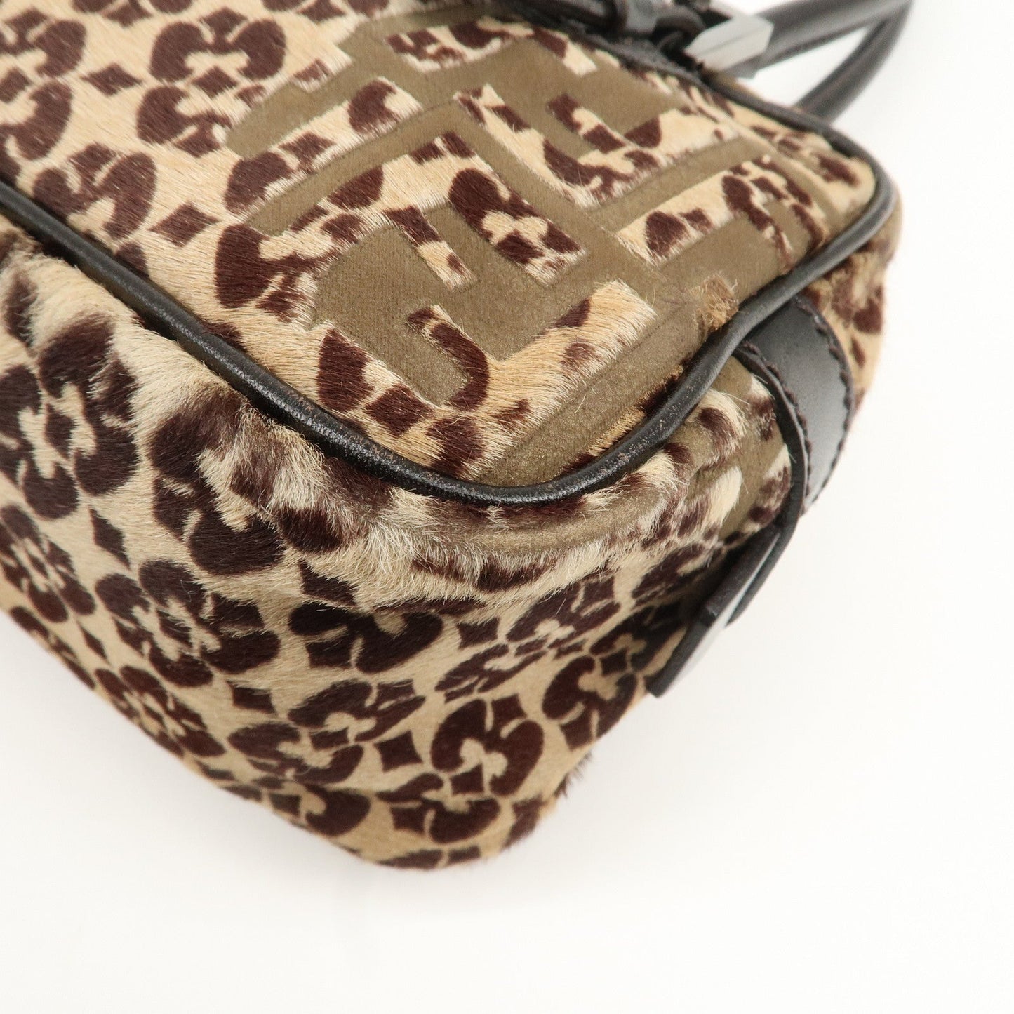 FENDI FF Unborn Calf Leather Mini Boston Bag Hand Bag 8BN004  d