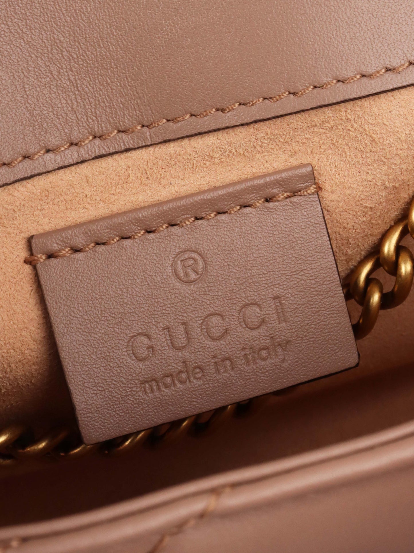 Gucci Dusty Pink Super Mini Marmont Matelasse.