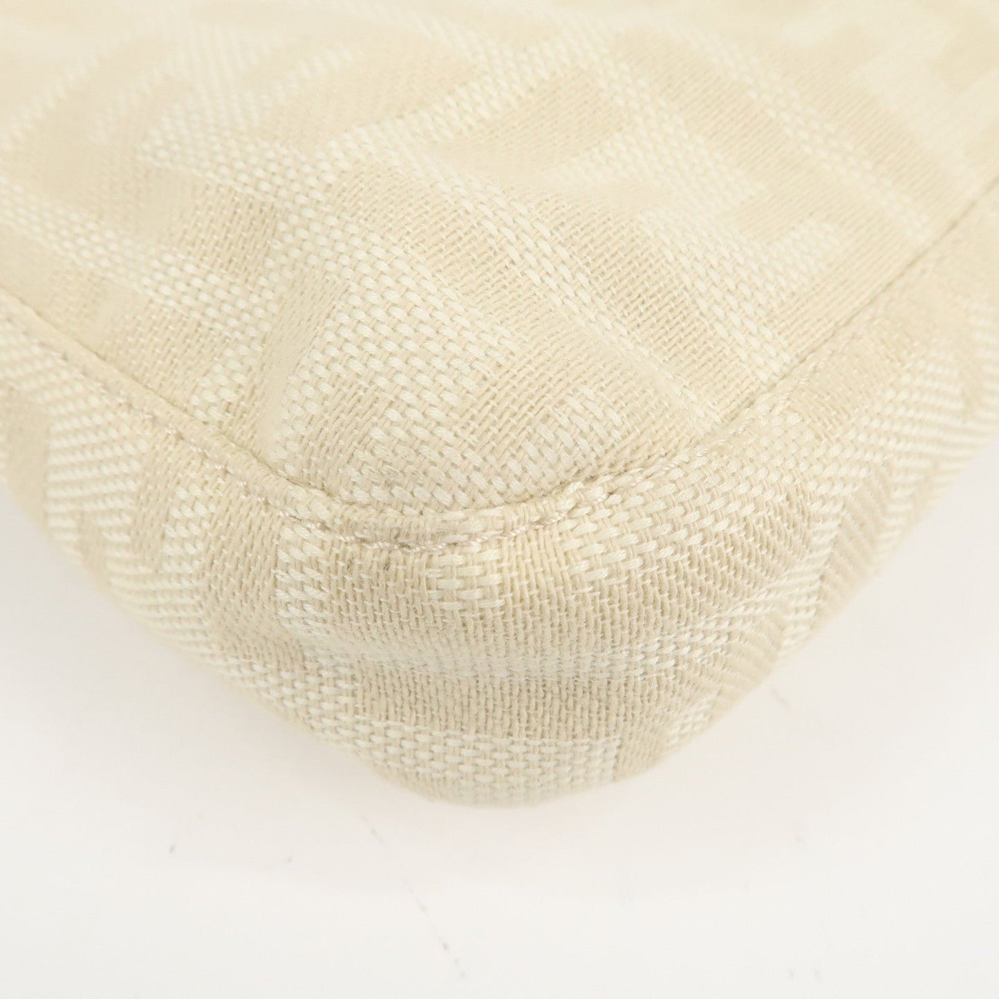 FENDI Mamma Baguette Zucca Canvas Shoulder Bag Beige White 26424  d