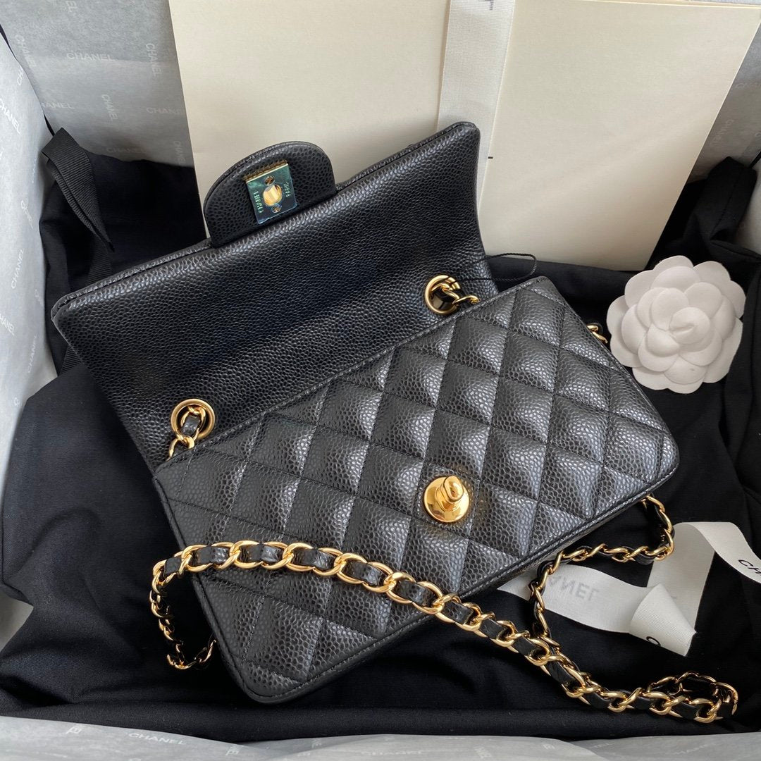 CHLMini Classic Handbag Black For Women 6.7in/17cm