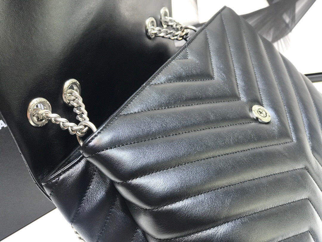 Top Quality Loulou Small Chain Bag In Matelassé "Y" Black For Women 9.8in/23cm YSL  494699DV7261000