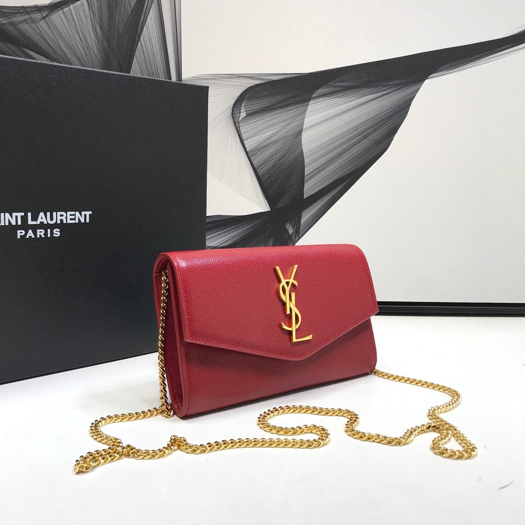 YSSL Uptown Chain Wallet Red For Women 7in/19cm YSL 