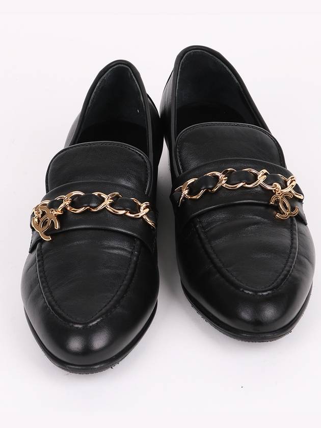 CC logo gold black women s loafers G36420 Chanel