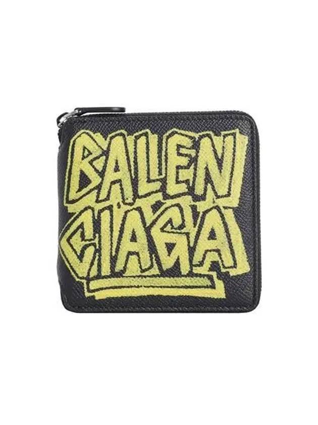 Luxury Balenciaga Trending 2025 Paris Gravity Logo Leather Zipper Half Wallet Black