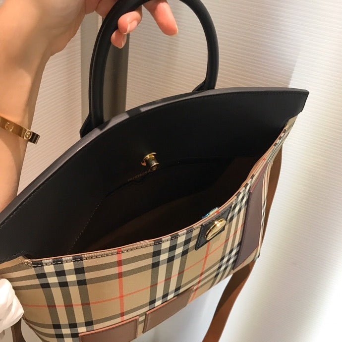 Top Quality Small  Check Society Top Handle Bag For Women, Bags 14.6in/37cm
