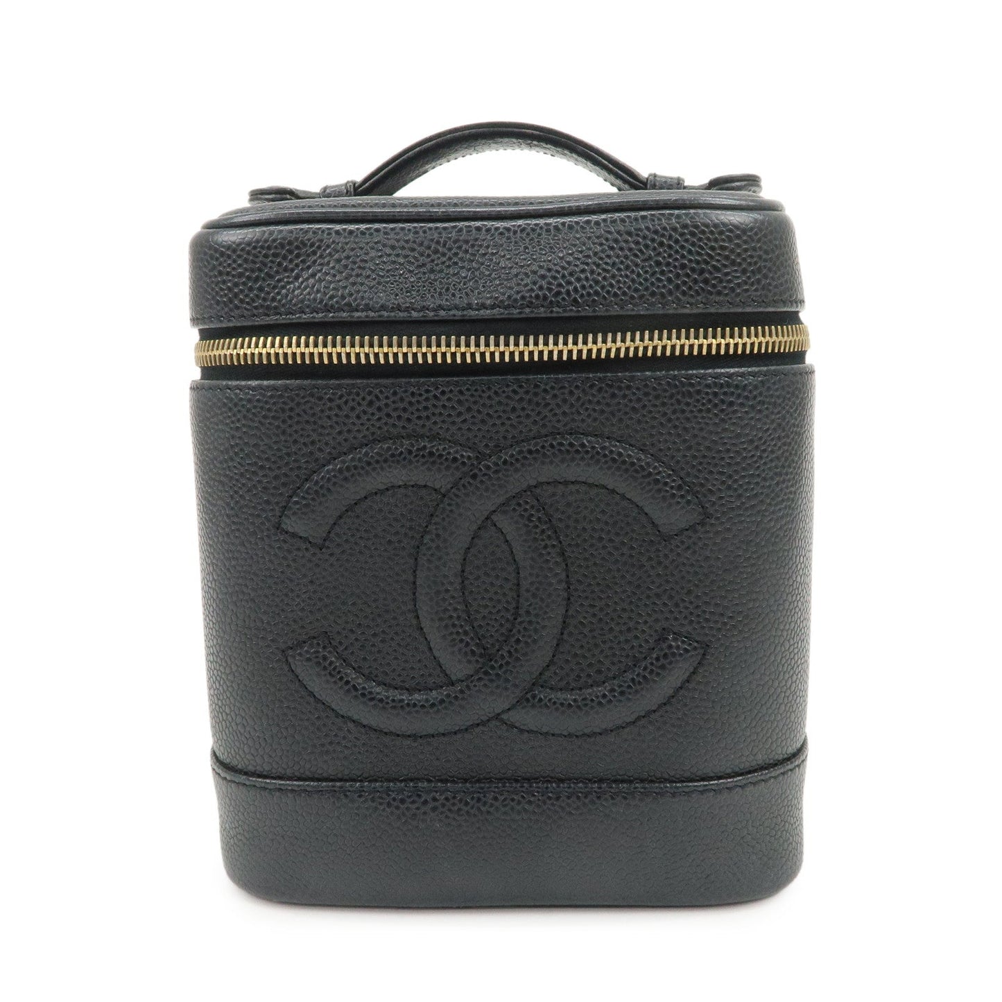 CHANEL COCO Mark Caviarskin Vanity Bag Hand Bag Makeup Bag A01998