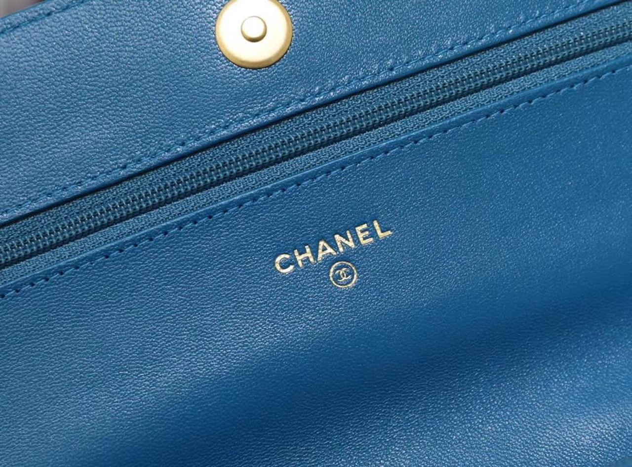 CHL 19 WOC Top Qualityap Bag 20cm Goatskin Leather Spring/Summer Act 1 Collection, Blue