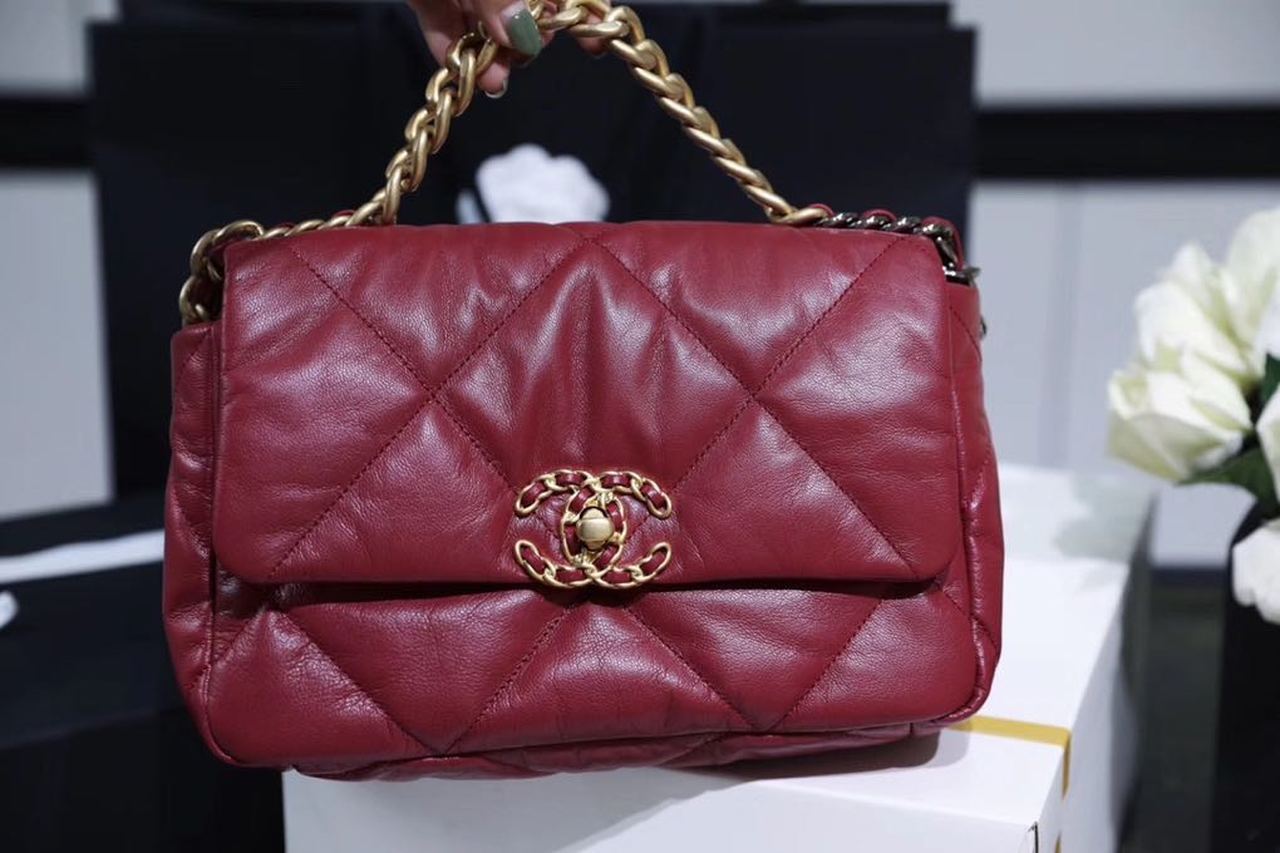 CHL 19 Handbag 26cm Burgundy For Women AS1160