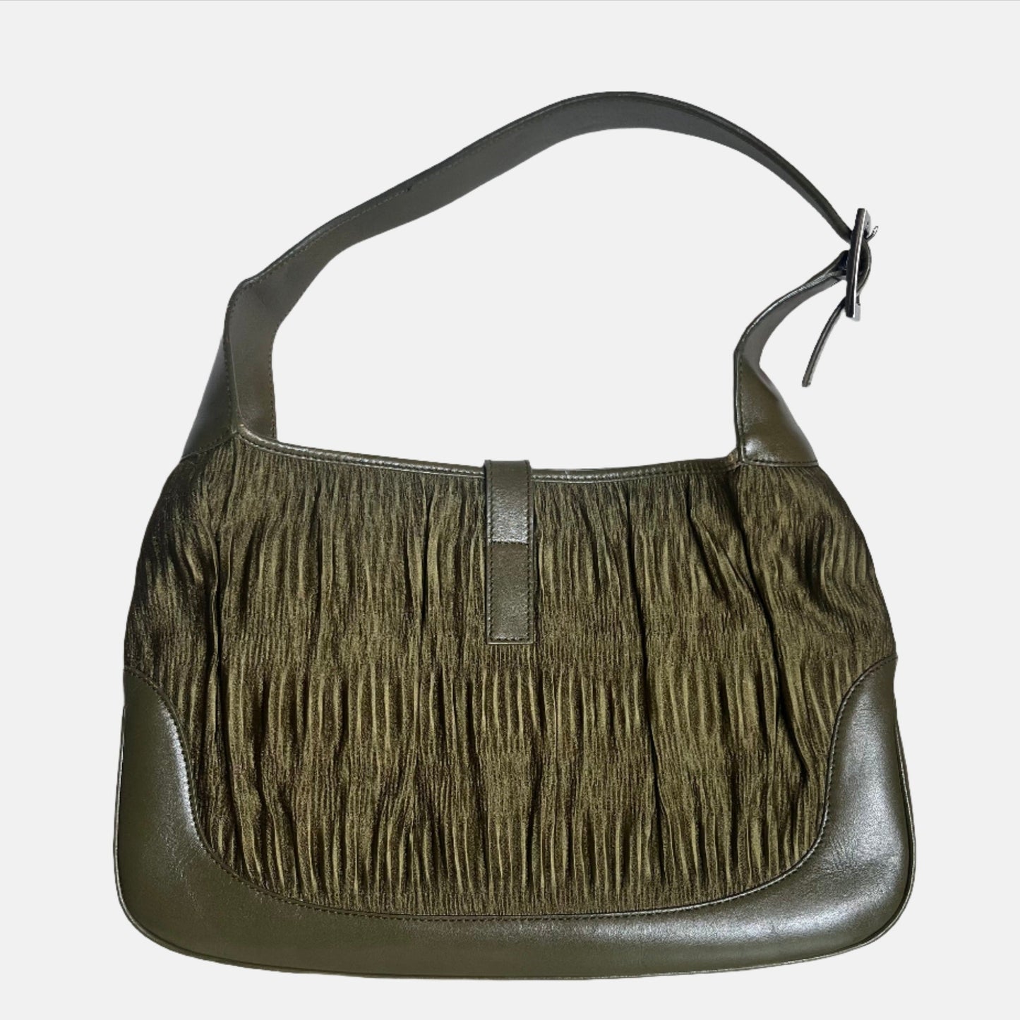 Gucci Jackie   Medium Dark Green Leather and Fabric