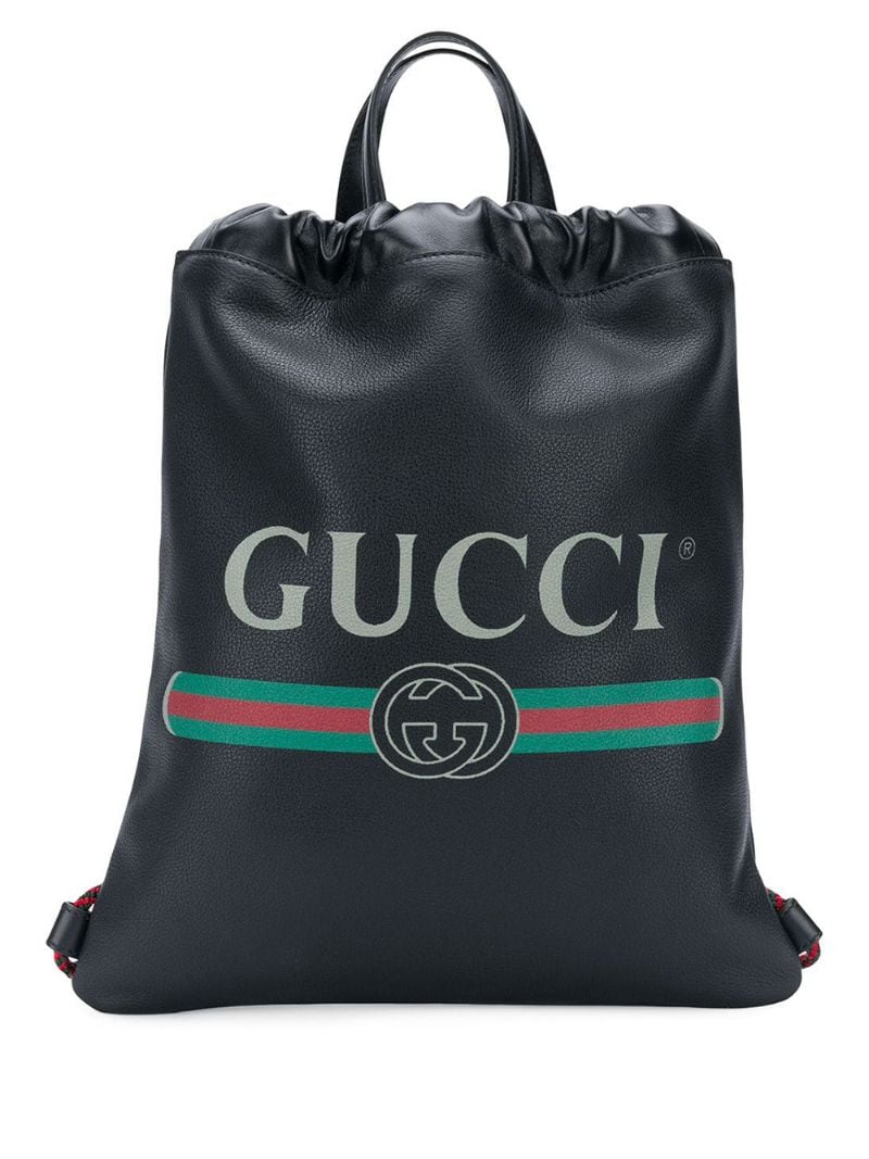 Gucci - logo drawstring backpack - women - Leather - One Size - Black