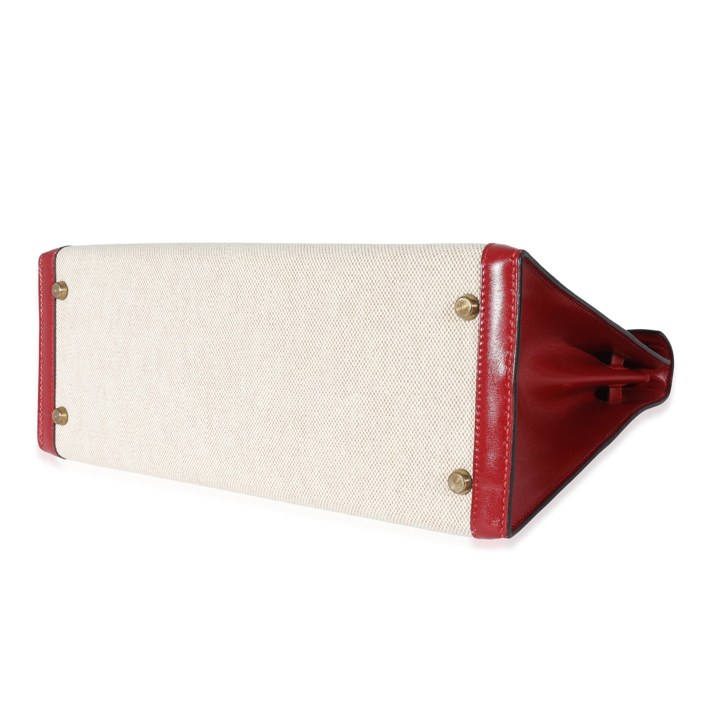 Hermes Kelly 32   Rouge Box Natural Toile Sellier