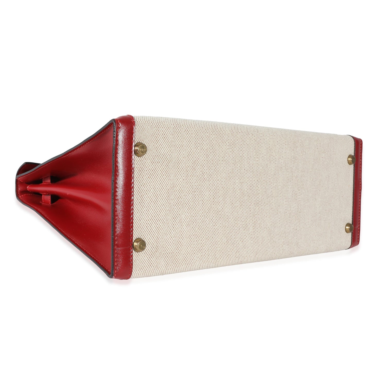 Hermes Kelly 32   Rouge Box Natural Toile Sellier