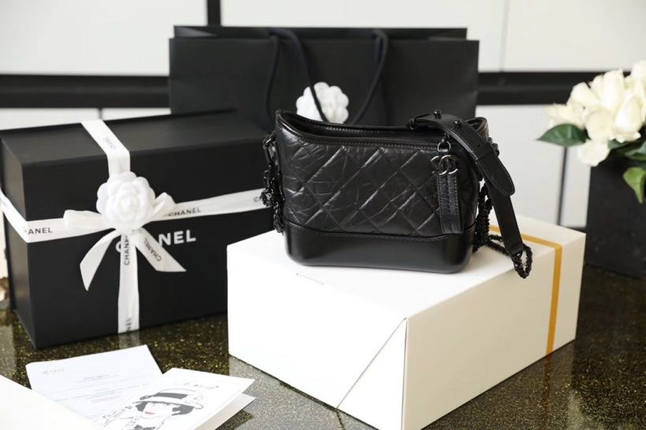 CHL Gabrielle Hobo Bag 20cm Aged Calfskin Leather Spring/Summer Act 1 Collection, So Black