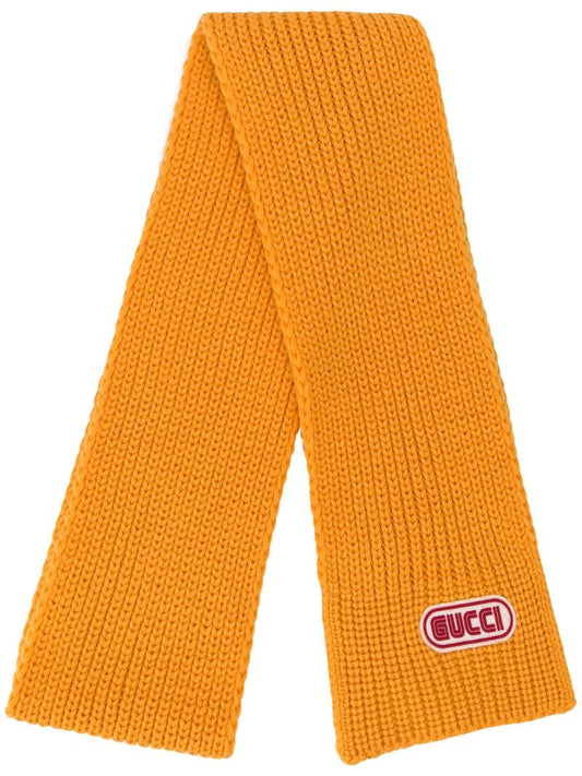 Gucci - wool scarf with Gucci patch - men - Wool/Polyurethane/Polyester - One Size - yellow