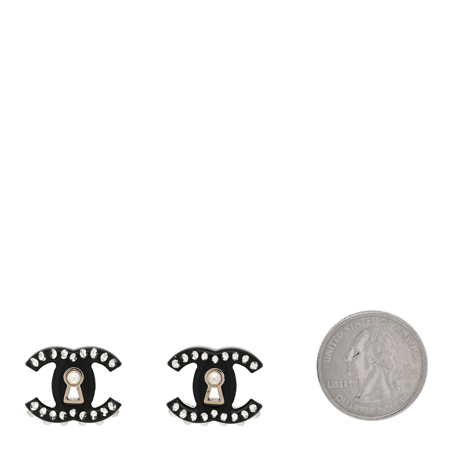 Chanel Resin Crystal Pearl CC Earrings Black