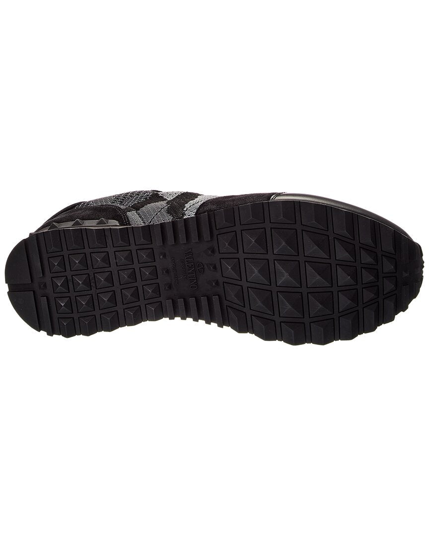 Valentino Camo Knit & Suede Sneaker